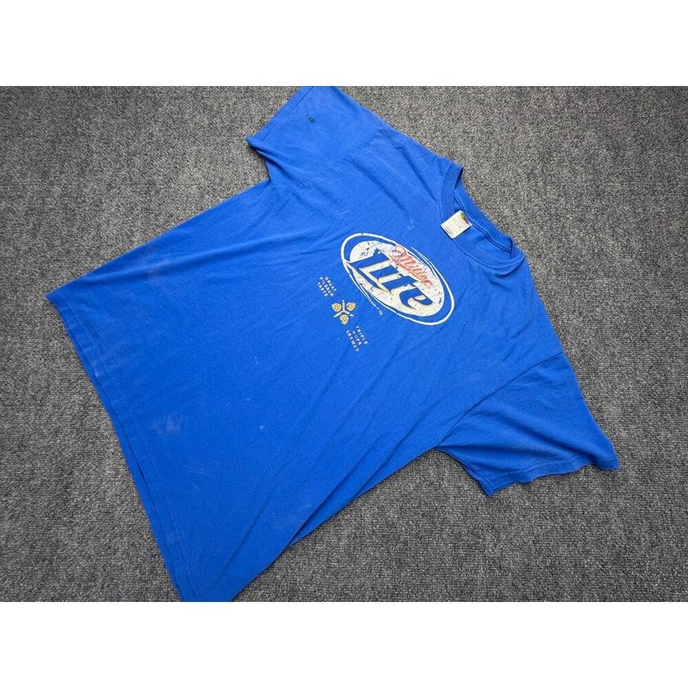 Vintage Miller Lite Beer Graphic T Shirt Blue XL